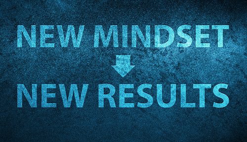 New Mindset New Results icon Special Blue Banner Background