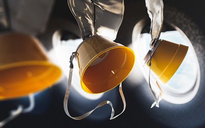 Airplane oxygen masks / 3D rendering, illustration